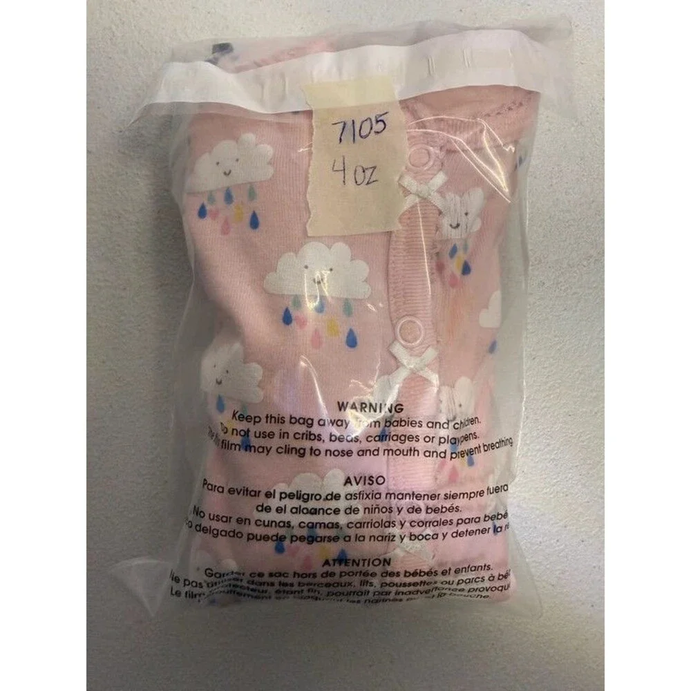 Carter’s Pink Rain Cloud Ruffle Butt Footie Sleeper Baby Girls 9M 7105